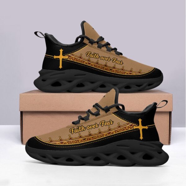 Faith Over Fear: Christian Running Sneakers for Men and Women – Brown Max Soul Shoes
