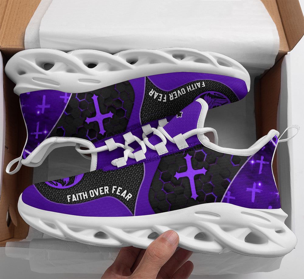 Faith Over Fear Purple Running Shoes – Christian Men & Women s Jesus Fashion Sneakers Faith Over Fear Purple Running Shoes – Christian Men & Women s Jesus Fashion Sneakers