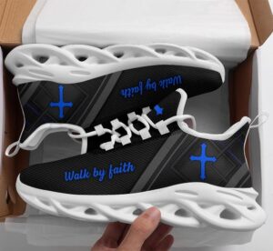 Jesus Black Blue Christian Running Shoes Walk By Faith Christ Sneakers for Men and Women Max Soul Shoes Jesus Fashion