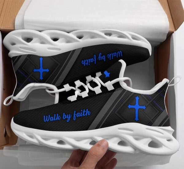 Jesus Black Blue Christian Running Shoes Walk By Faith Christ Sneakers for Men and Women Max Soul Shoes Jesus Fashion