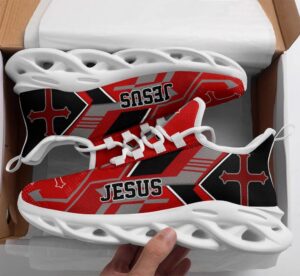 Jesus Black Red Running Sneakers: Christian Best Shoes for Men & Women - Max Soul Fashion