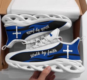 Blue Jesus Walk By Faith Running Shoes for Men and Women - Christian Fashion Sneakers