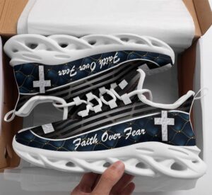 Faith Over Fear: Jesus Black Running Shoes for Men and Women - Christian Max Soul Sneakers