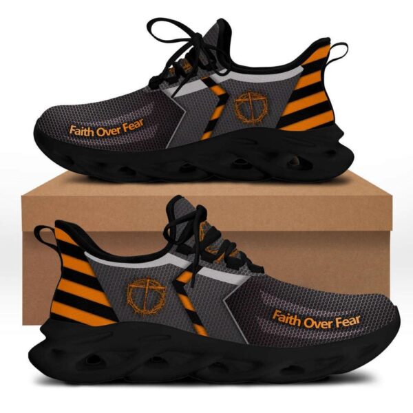Grey Jesus Faith Over Fear Running Sneakers: Best Christian Shoes for Men and Women