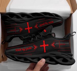 Black Jesus Walk By Faith Running Sneakers - Best Christian Shoes for Men and Women 1