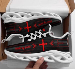 Black Jesus Walk By Faith Running Sneakers - Best Christian Shoes for Men and Women