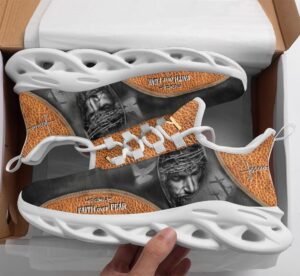 Faith Over Fear: Christian Yellow Running Shoes for Men and Women - Jesus Fashion Sneakers