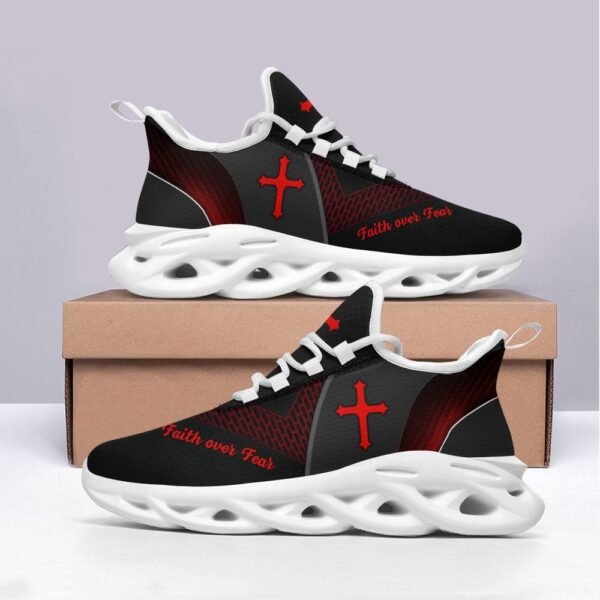 Christian Faith Over Fear Running Sneakers: Jesus Fashion Shoes for Men and Women