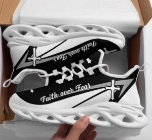 Faith Over Fear: Christian Running Shoes for Men and Women - Black & White Jesus Fashion Sneakers