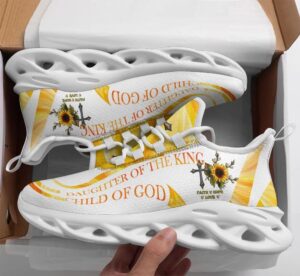 Jesus Daughter Of The King Running Sneakers - Yellow Max Soul Shoes for Men and Women - Christian Fashion Shoes