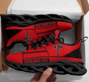 Red Max Soul Christian Running Shoes for Men and Women - Faith Hope Love