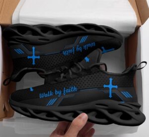 Jesus Black Walk By Faith Running Shoes: Best Christian Sneakers for Men and Women 1