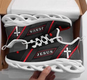 Christian Red Black Jesus Running Sneakers for Men and Women - Max Soul Fashion Shoes