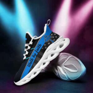 Jesus Blue Walk By Faith Running Sneakers - Christian Best Fashion Shoes for Men and Women 1