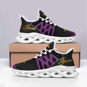 Jesus Purple Max Soul Running Sneakers - Christian Fashion Shoes for Men and Women