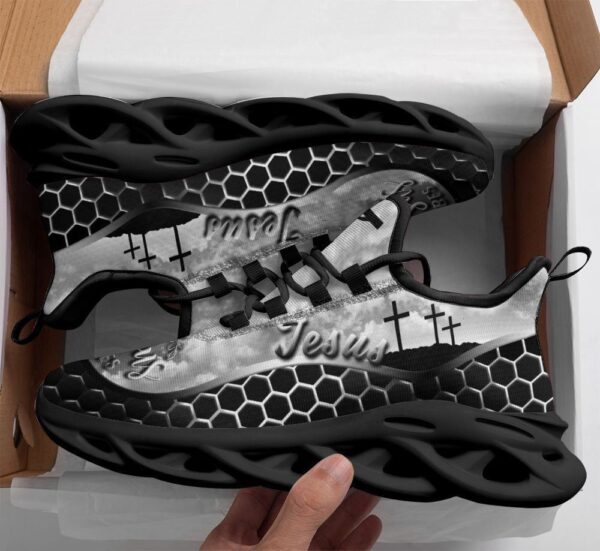 Christian Jesus Running Sneakers: Black Max Soul Shoes for Men & Women