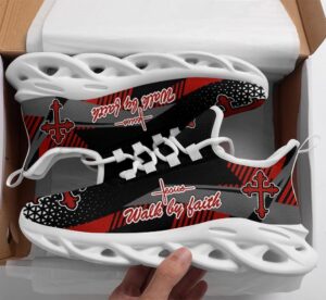Walk By Faith: Jesus Red Running Shoes for Men & Women - Max Soul Sneakers