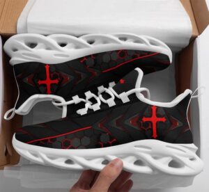 Jesus Red Black Running Sneakers - Christian Best Fashion Shoes for Men and Women