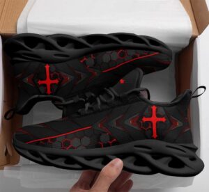 Jesus Red Black Running Sneakers - Christian Best Fashion Shoes for Men and Women 1