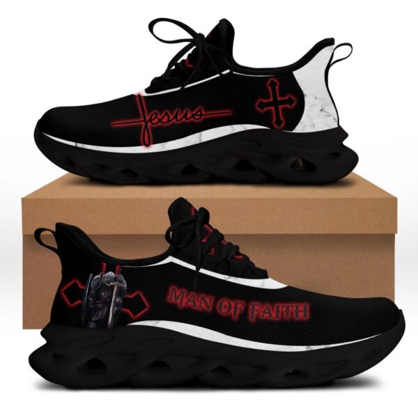 Jesus Men Of Faith Running Sneakers: Red Black Max Soul Shoes for Men and Women – Christian Fashion Shoes