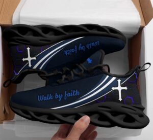 Jesus Walk By Faith Running Shoes: Men & Women s Christian Blue Sneakers 3