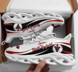 Jesus Walk By Faith Running Sneakers - White Max Soul Shoes for Men and Women