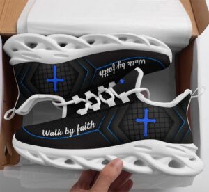 Faithful Steps: Christian Jesus Walk By Faith Running Sneakers for Men and Women - Black Max Soul Shoes - Jesus Fashion