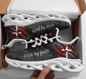 Jesus Walk By Faith Grey Running Sneakers: Best Christian Shoes for Men and Women - Jesus Fashion