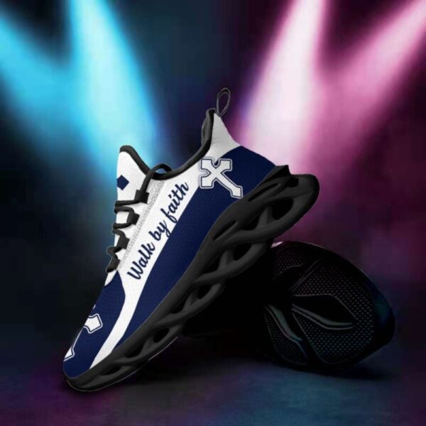 Jesus Walk By Faith Blue Running Christ Sneakers – Best Christian Fashion Shoes for Men and Women