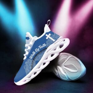 Jesus Walk By Faith Blue Running Shoes - Best Christian Max Soul Shoes for Men and Women