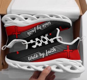 Jesus Walk By Faith Running Shoes - Red Sneakers for Men & Women - Jesus Fashion Shoes