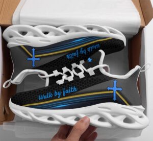 Jesus Walk By Faith Black Running Shoes - Best Christian Fashion Max Soul Shoes for Men and Women