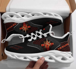 Jesus Fashion Running Shoes for Men and Women: Christian Black Sneakers for Max Soul Running