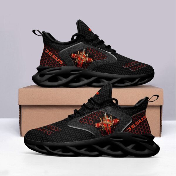 Jesus Fashion Running Shoes for Men and Women: Christian Black Sneakers for Max Soul Running