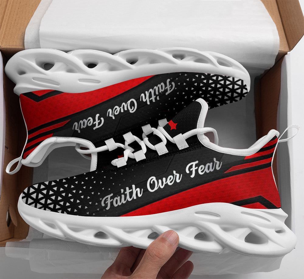 Red Jesus Faith Over Fear Running Shoes for Men and Women – Christian Best Max Soul Sneakers Red Jesus Faith Over Fear Running Shoes for Men and Women – Christian Best Max Soul Sneakers