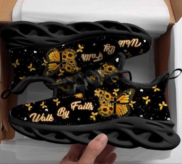 Jesus Yellow Butterfly Walk By Faith Running Shoes for Men and Women – Christian Best Max Soul Fashion Sneakers
