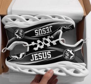 White and Black Jesus Running Sneakers - Christian Max Soul Shoes for Men and Women