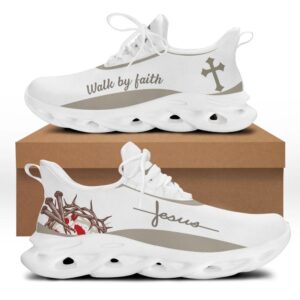 White Jesus Walk By Faith Running Sneakers Max Soul Shoes for Men and Women Christian Fashion Shoes