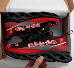 Red Jesus Walk By Faith Running Shoes - Christian Best Max Soul Shoes for Men and Women - Jesus Fashion Shoes 1