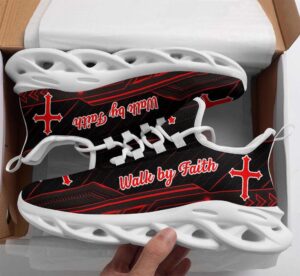 Red Jesus Walk By Faith Running Shoes: Best Christian Sneakers for Men & Women - Jesus Fashion Shoes