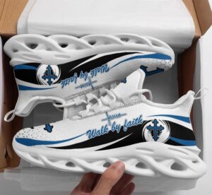 Jesus White Walk By Faith Running Shoes - Christian Max Soul Sneakers for Men and Women