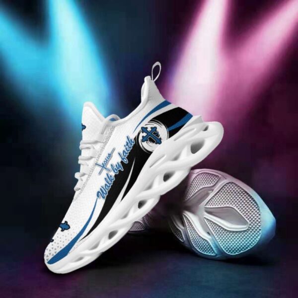 Jesus White Walk By Faith Running Shoes – Christian Max Soul Sneakers for Men and Women
