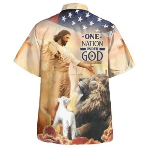 American Flag Jesus Open Arms Hawaiian Shirt for Men - Christian Gift 1