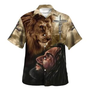 Christian Jesus Lion Hawaiian Shirt for Men - Faithful Gift for Christian Friends