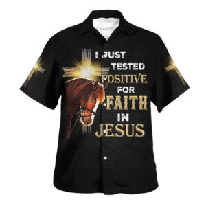 Men s Christian Cross Hawaiian Shirt - Faith in Jesus Horse Design - Perfect Gift for Christian