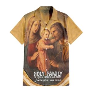 Holy Family Religious Hawaiian Men s Shirt - Christian Gift for Men