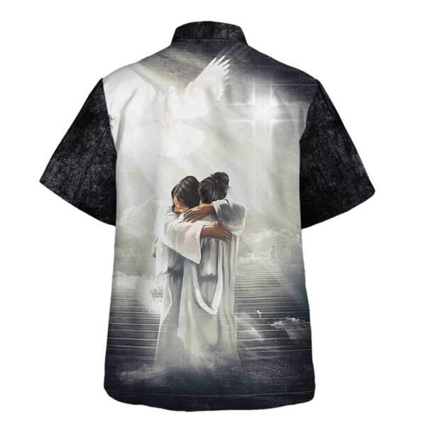Christian Hawaiian Shirt: Man Hugging Jesus in Heaven Gift for Men