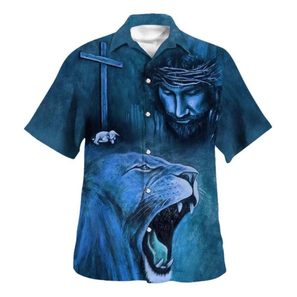 Christian Jesus Lion Lamb Hawaiian Shirt for Men – Perfect Gift for Believers