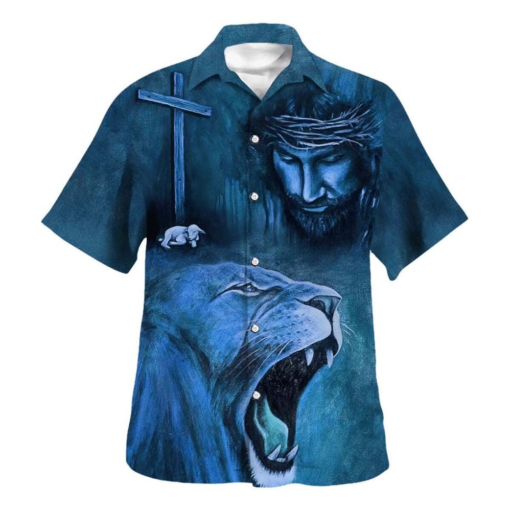 Christian Jesus Lion Lamb Hawaiian Shirt for Men – Perfect Gift for Believers Christian Jesus Lion Lamb Hawaiian Shirt for Men – Perfect Gift for Believers