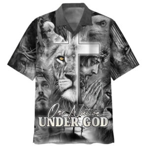Jesus & Lion of Judah Hawaiian Shirt for Men - Christian Gift